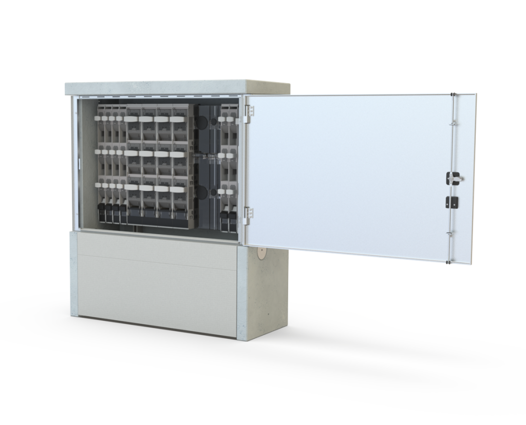 Cabine de distribution avec encastrement